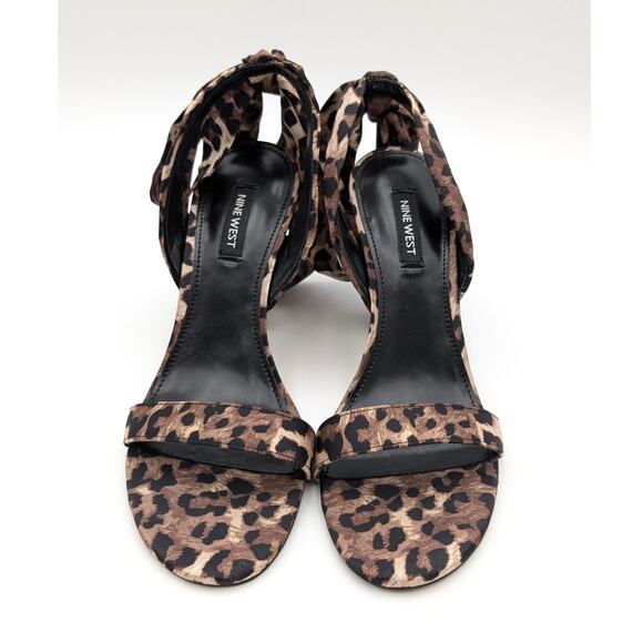 Nine West Kelsie Ankle Wrap Sandal Heeled Open Toe Women's Leopard Size US7.5M - Picture 2 of 11